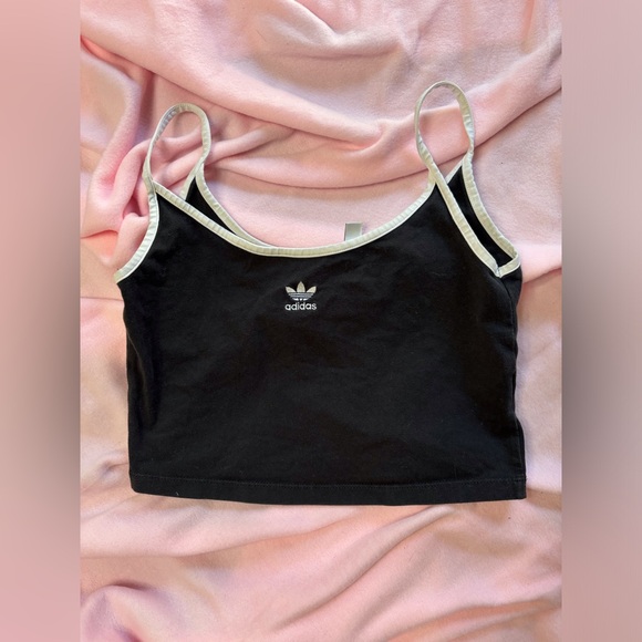 Adidas Women’s XS Black and White Spaghetti Strap Crop Top - Picture 1 of 3